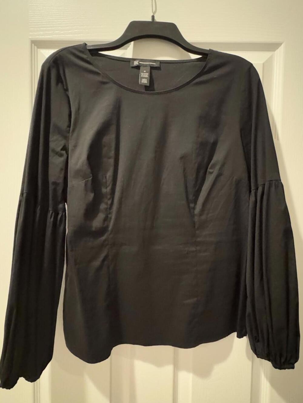 INC Blouse black puffy sleeve 
Size Medium